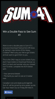 OzTicket – Win a Double Pass to Sum 41’s Exclusive Download Festival Kick-Off Show at Sydney’s New Home of The Heavy
