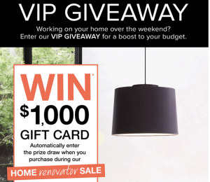 Beacon Lighting – Win a grand prize of $1,000 Beacon gift card OR 1 of 4 minor prizes