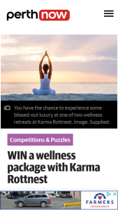 PerthNow – Win a Wellness Package With Karma Rottnest