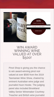 Pinot Shop Australia – Win Award-Winning Wine From The 29th Tasmanian Wine Show Valued at Over $500 (prize valued at $500)