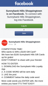 Sunnybank Hills Shoppingtown – Win a $100 Gift Card