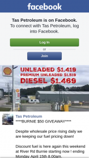 Tas Petroleum – Win $50 Worth of Fuel (prize valued at $50)