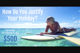 Travel Online – Win a $500 Travel Voucher (prize valued at $500)