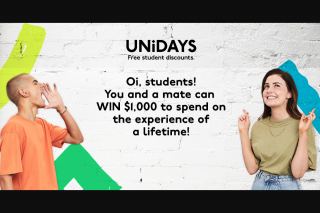 UNiDAYS – Win a Pair of $500 Redballoon Vouchers (prize valued at $500)