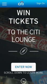 Citibank – Tickets to The Citi Lounge (prize valued at $4)