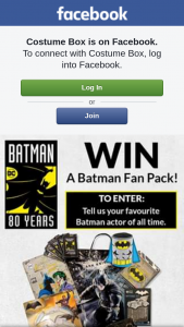 Costume Box – Win a Batman Fan Pack Valued at $120. (prize valued at $120)