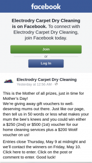 Electrodry – Gift Vouchers to Well-Deserving Mums Out There (prize valued at $1,150)