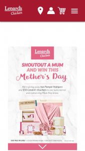 Lenard’s – and One to The Mother They Nominate). (prize valued at $358)
