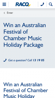 RACQ – Win an Australian Festival of Chamber Music Holiday Package for Two Adults (prize valued at $924)