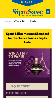 Sip’n’Save – Bottlemart – “win a Trip to Paris With Chambord Promotion” (prize valued at $11,000)