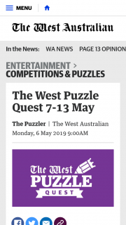 The West Australian – Competition (prize valued at $1,000)