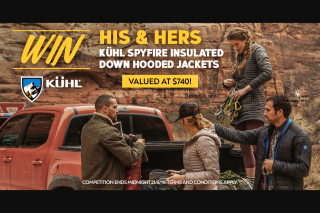 Wild Earth – Win His & Hers Kuhl Spyfire Insulated Down Hooded Jackets (prize valued at $740)