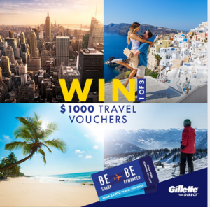 P & G – Gillette – Win 1 of 3 Flight Centre travel vouchers