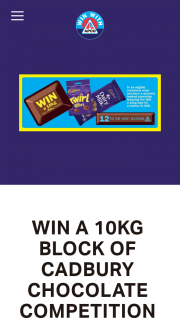 APCO Service Stations – Win a 10kg Block of Cadbury Chocolate