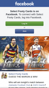 Select Footy Cards – Win Tonight’s Match Between Adelaide FooTBall Club & Gws Giants (prize valued at $1)