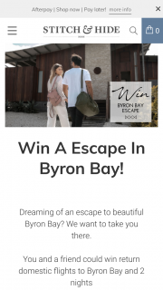 Stitch & Hide – Return Domestic Flights to Byron Bay and 2 Nights (prize valued at $2,440)