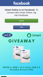 Umart – Three Lacie Usb 3.0 4TB Drives (RRP$189.95). (prize valued at $569)