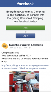 Everything Caravan & Camping – Win  1 of 5 Bellman Espresso Maker