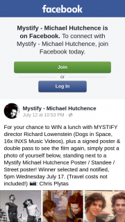 Mystify Michael Hutchence – Win a Lunch With Mystify Director Richard Lowenstein (dogs In Space