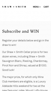 Shaw Smith – Win a Luxury Escape to The Adelaide Hills Wine Club Members Only Or a Wine Prize Pack (prize valued at $1,000)