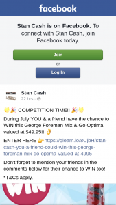 Stan Cash – Win this George Foreman Mix & Go Optima Valued at $49.95