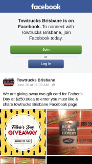 Towtrucks Brisbane – Two Gift Cards for Father’s Day at $250.00ea to Enter You Must Like & Share Towtrucks Brisbane Facebook Page