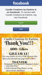 Candle Creations by Karlene – Win a $100 Mystery Box (prize valued at $100)