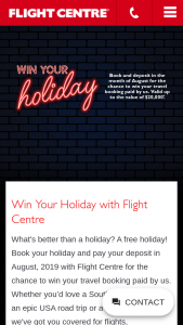 Flight Centre -Book and deposit to – Win Your Holiday Competition (prize valued at $20,000)