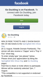 Go Duckling – Win 20 Ride Tickets and 2 Show Bags