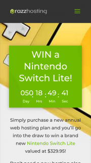 RazzHosting – Win a Brand New Nintendo Switch Lite Valued at $329.95 (prize valued at $330)