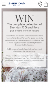 Sheridan – Win a Complete Collection of Sheridan X Grandiflora Plus a Year’s Worth of Flowers With Sheridan Competition (prize valued at $2,629)