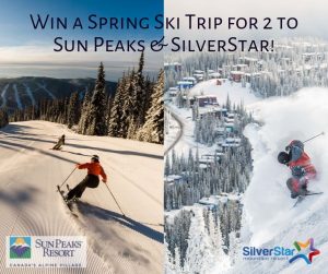 Blue Powder Travel – Win a Spring Ski prize package for 2 to Sun Peaks and SilverStar