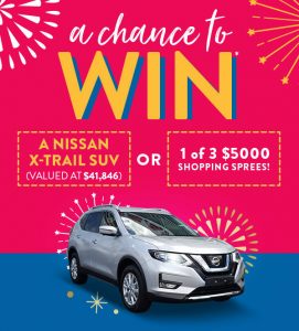 Domayne – 20th birthday – Win a major prize of a Nissan X-Trail SUV OR 1 of 3 minor prizes of a $5,000 shopping spree each