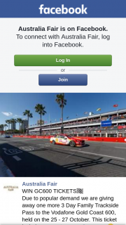 Australia Fair SC – One More 3 Day Family Trackside Pass to The Vodafone Gold Coast 600 Held on The 25