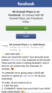 Mt Gravatt Plaza – a $100 Gift Voucher to Spend at A&m Meats for All Your Essentials