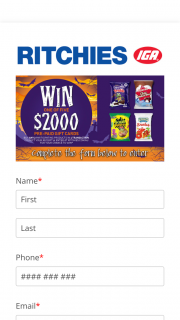 Ritchies IGA – Cadbury – Win a $2000 Pre-Paid Visa Card (prize valued at $10,000)