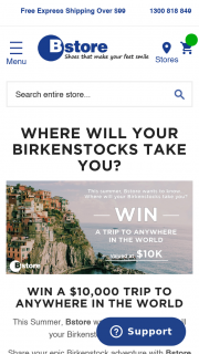 BStore-Birkenstocks – Win a Trip Anywhere In The World (prize valued at $10,000)