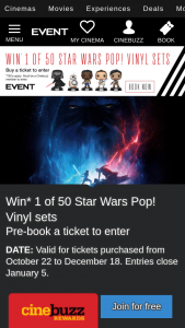 Event Cinemas Cinebuzz – Win this Prize (prize valued at $94.95 AUD)