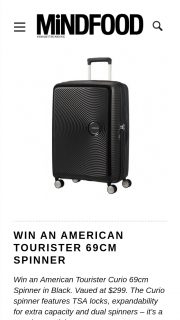 MindFood – Win an American Tourister Curio 69cm Spinner In Black (prize valued at $299)