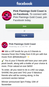 Pink Flamingo Gold Coast – Win a VIP Booth for You & 5 Friends to Havana Fever this Friday From 930 Pm With Live Music From @thekoiboys