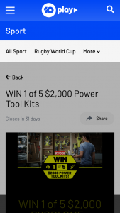 Network 10 – Win 1 of 5 Ryobi Power Tool Kits valued at $2,000 each