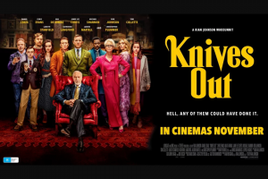 The Australian Plusrewards – Win 1 of 50 Double Passes to Knives Out (prize valued at $2,200)