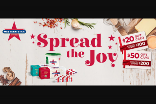 Western Star Butter spread the joy competition – Win Giftcards (prize valued at $30,000)