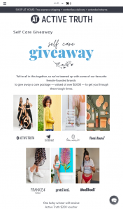 Active Truth – Win a Self Care Prize Package (prize valued at $1,000)
