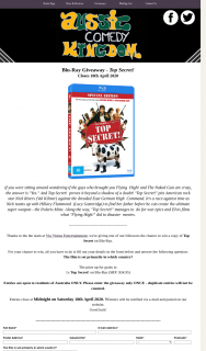 Aussie Comedy Kingdom – Win a Copy of Top Secret on Blu-Ray
