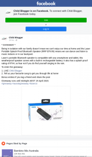 Child Blogger – Win a Laser Bluetooth Speaker