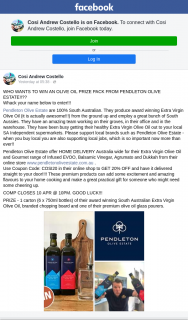 Cosi Andrew Costello – Win an Olive Oil Prize Pack