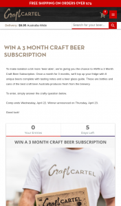 Craft Cartel – Win a 3 Month Craft Beer Subscription