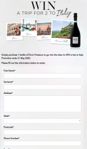 De Bortoli Divici Prosecco – Win a Trip for Two (2) Adults to Italy Valued at Up to (prize valued at $6,000)