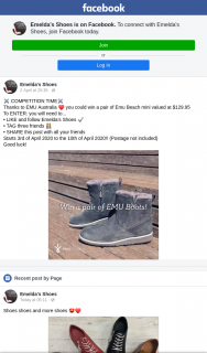 Emelda’s Shoes – Win a Pair of Emu Beach Mini Valued at $129.95 (prize valued at $129.95)